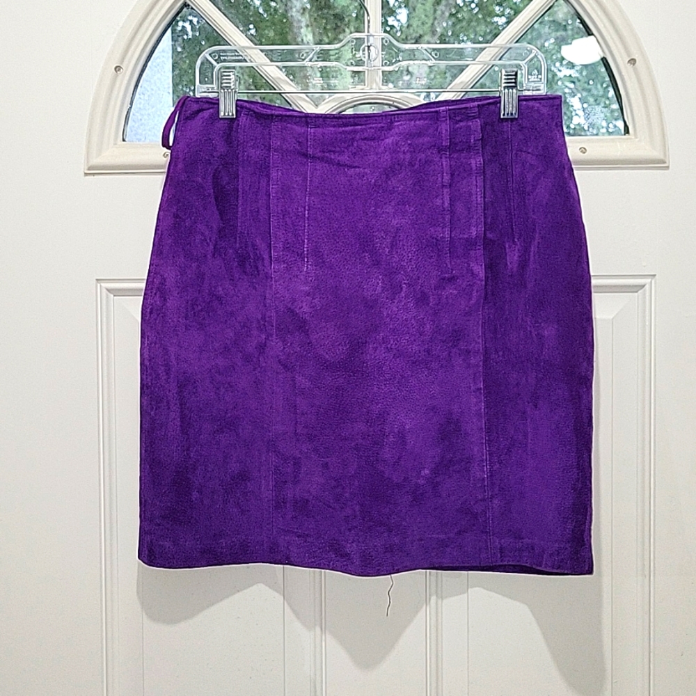 Vintage Express Purple Suede Mini Skirt Size 12